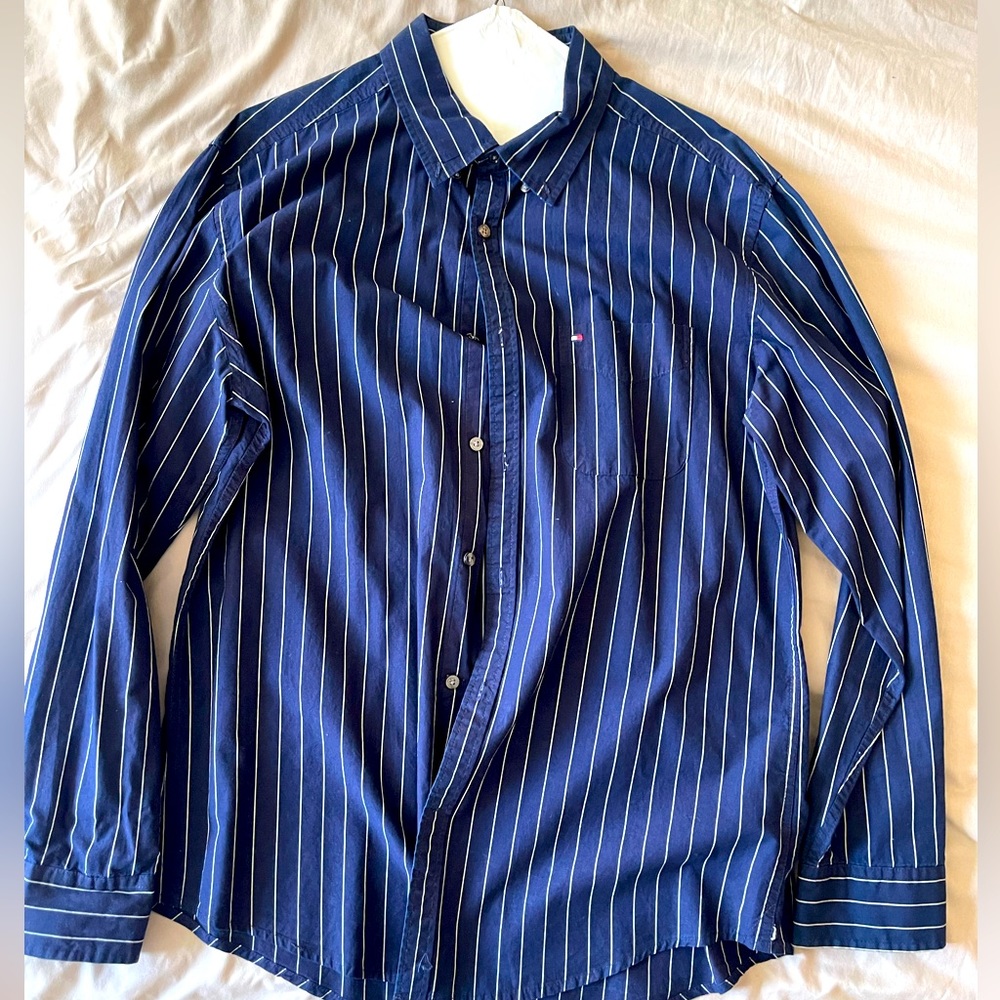 Tommy Hilfiger pin stripes button down dress shirt sz XL
